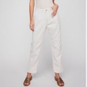 Free People Utility Boyfriend Stylish Cream White Pants